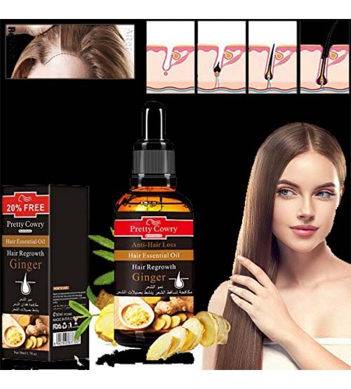 Pretty Cowry Ginger Hair Essential Oil Anti Hair Loss Repair Heat Damaged Hair 50ml in pakistan-500x554
